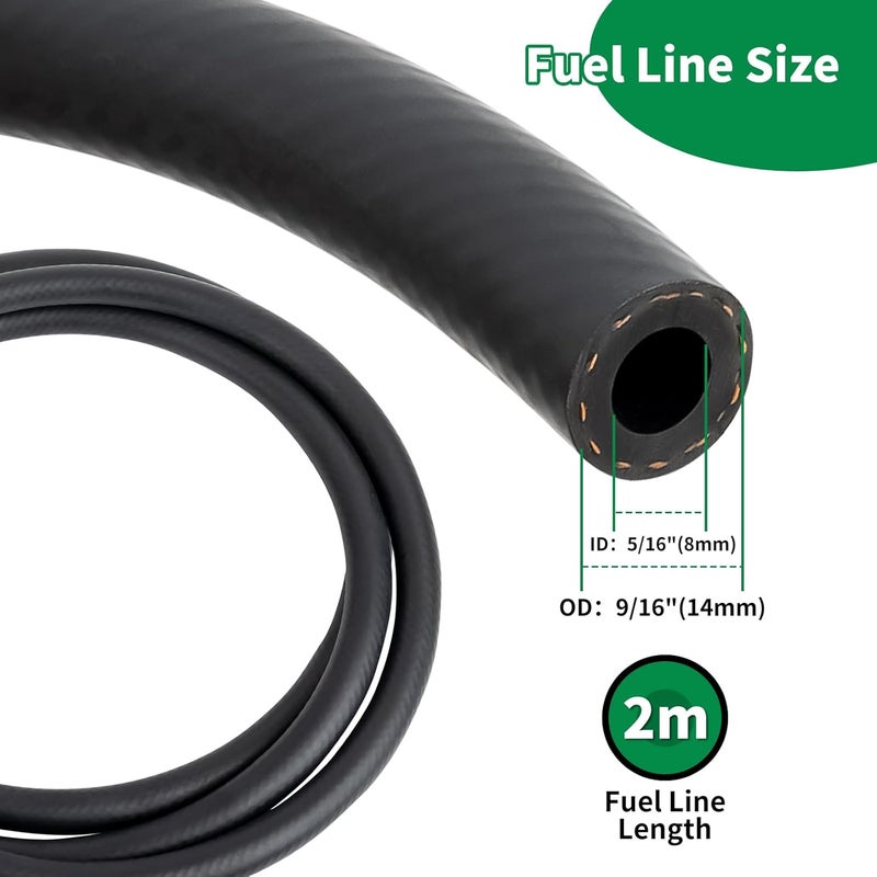 wyevee 5/16 inch- 2m/ 6 Feet Fuel Line Hose with 2 Gas Inline Fuel Filters and 10 Mini Fuel Hose Clamps Adjustable Kit, Suitable for Mowers Tractors Snow Blowers Dirt Bikes and Most Fuel Lines Engines - Image 2